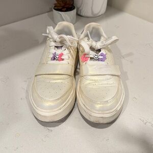 Justice Sport Kids White Sneakers with Fun Accents